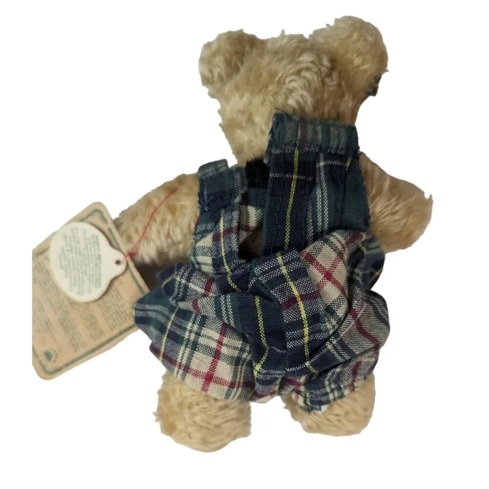 Boyd’s Bears Becky Bear Green Plaid Bibs plush stuffed animal toy 6 inch poseabl